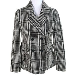 Tommy Hilfiger Size S Tweed Houndstooth Glen Plaid Double Breasted Coat Jacket